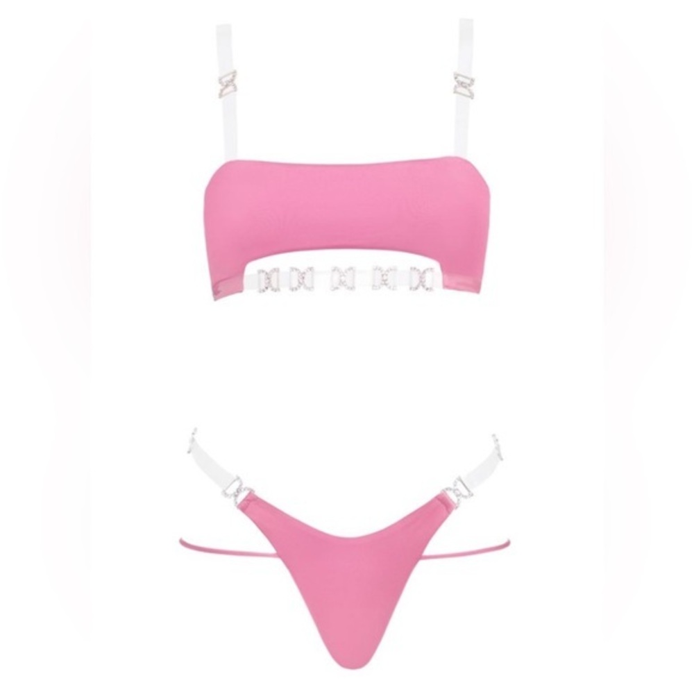 Monica Hansen Beachwear Shine Like A Diamond Pink Bikini Set Size Small